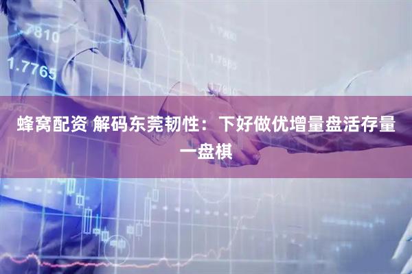 蜂窝配资 解码东莞韧性：下好做优增量盘活存量一盘棋