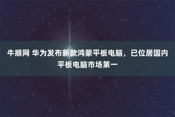 牛顺网 华为发布新款鸿蒙平板电脑,已位居国内平板电脑市场第一