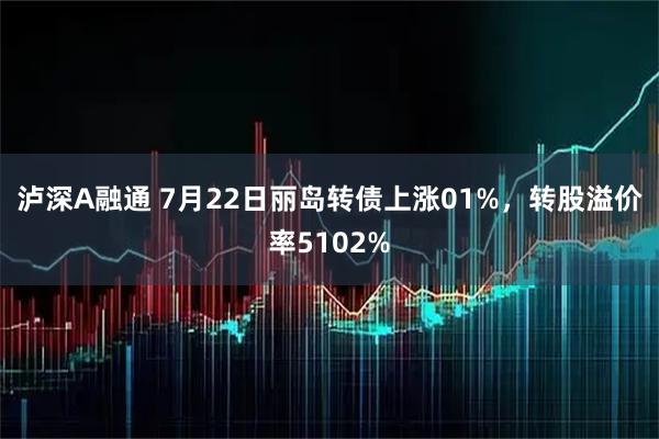 泸深A融通 7月22日丽岛转债上涨01%，转股溢价率5102%